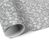 Stijlvol Elegant  grijs bloemmotief Cadeaupapier (Rol Hoek)