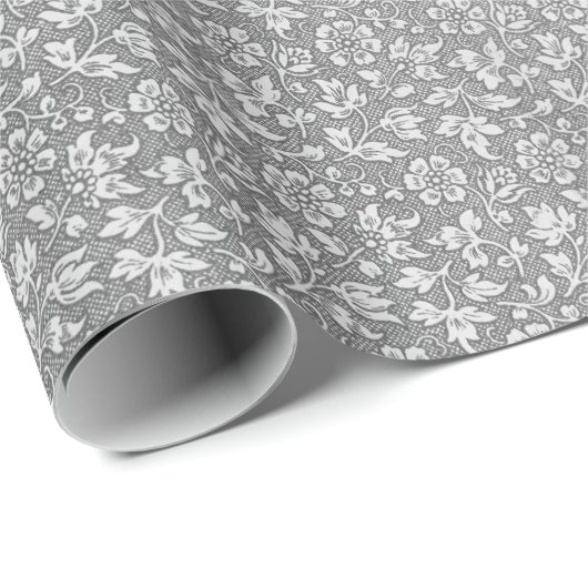 Stijlvol Elegant grijs bloemmotief Cadeaupapier (Rol Hoek)
