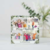 Stijlvol Elegant Groen 4 Foto Collage Kerstmis Feestdagenkaart (Staand voorkant)
