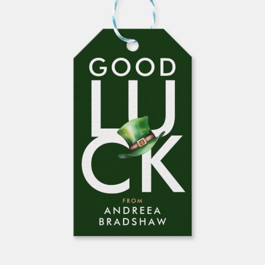 Stijlvol Elegant Groen St. Patrick's Day Pet Cadeaulabel (Voorkant)