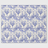 Stijlvol Elegant  Haan Blauw Bloemen Toile Cadeaupapier (Vlak)