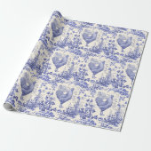 Stijlvol Elegant  Haan Blauw Bloemen Toile Cadeaupapier (Uitgerold)
