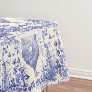 Stijlvol Elegant Haan Blauw Bloemen Toile Tafelkleed