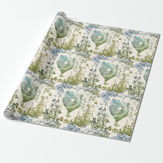 Stijlvol Elegant  Haan Sage Bloemen Toile Cadeaupapier (Uitgerold)