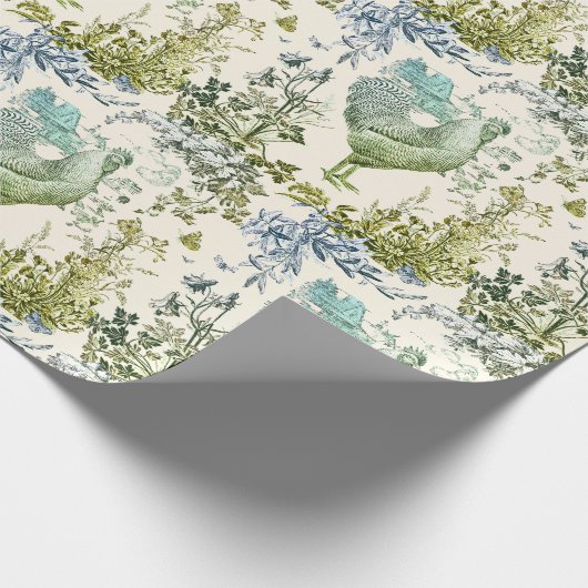 Stijlvol Elegant  Haan Sage Bloemen Toile Cadeaupapier (Hoek)