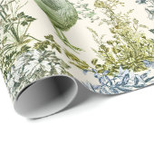 Stijlvol Elegant  Haan Sage Bloemen Toile Cadeaupapier (Rol Hoek)