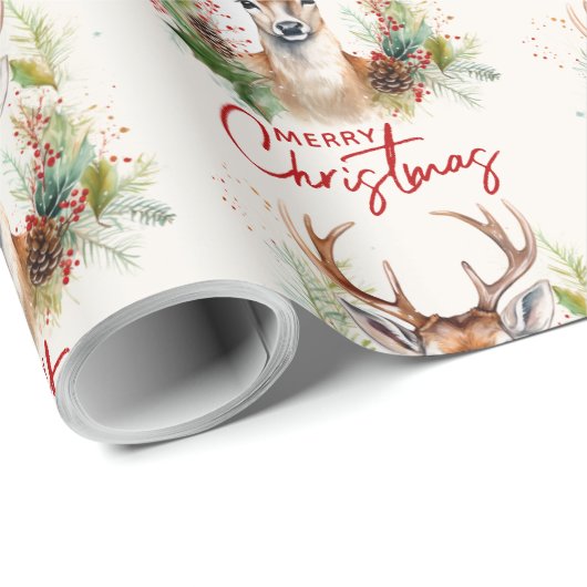 Stijlvol & Elegant Herten Kerstgroen Cadeaupapier (Rol Hoek)