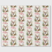 Stijlvol & Elegant Herten Kerstgroen Cadeaupapier (Vlak)