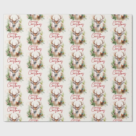 Stijlvol & Elegant Herten Kerstgroen Cadeaupapier (Vlak)