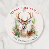 Stijlvol & Elegant Herten Kerstgroen Custom Bedankjes Labels (Voorkant)