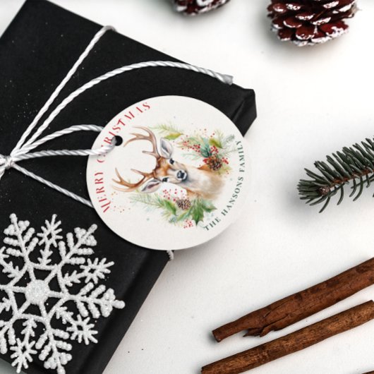 Stijlvol & Elegant Herten Kerstgroen Custom Bedankjes Labels