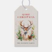 Stijlvol & Elegant Herten Kerstgroen Custom Cadeaulabel (Voorkant)