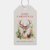 Stijlvol & Elegant Herten Kerstgroen Custom Cadeaulabel (Achterkant)