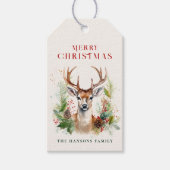 Stijlvol & Elegant Herten Kerstgroen Custom Cadeaulabel (Voorkant)