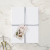 Stijlvol & Elegant Herten Kerstgroen Custom Cadeaulabel (Met Touw)