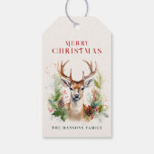 Stijlvol & Elegant Herten Kerstgroen Custom Cadeaulabel (Achterkant)