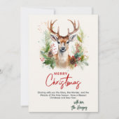 Stijlvol & Elegant Herten Kerstgroen Custom Feestdagenkaart (Voorkant)