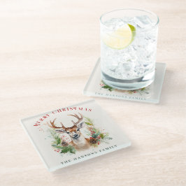 Stijlvol & Elegant Herten Kerstgroen Custom Glazen Onderzetter