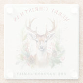 Stijlvol & Elegant Herten Kerstgroen Custom Glazen Onderzetter (Achterkant)