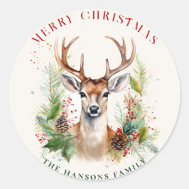 Stijlvol & Elegant Herten Kerstgroen Custom Ronde Sticker