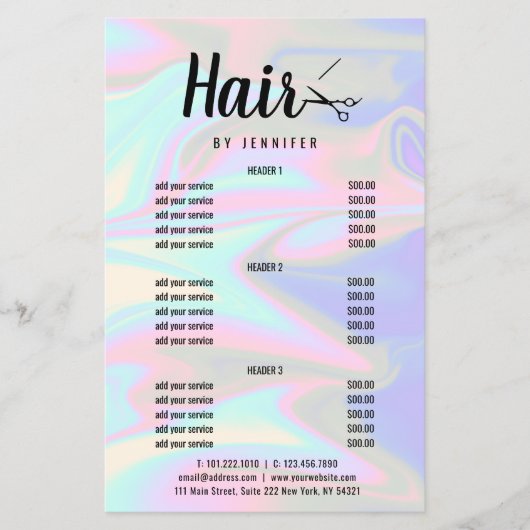 Stijlvol, elegant holografisch haarstylist flyer (Voorkant)