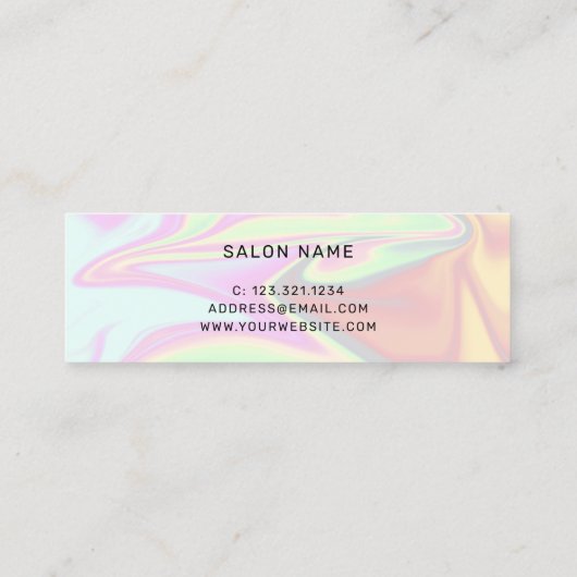 Stijlvol, elegant holografisch haarstylist mini visitekaartje (Achterkant)