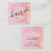 Stijlvol, elegant holografisch haarstylist vierkante visitekaartje (Voorkant / Achterkant)