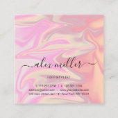 Stijlvol, elegant holografisch haarstylist vierkante visitekaartje (Achterkant)