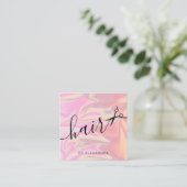 Stijlvol, elegant holografisch haarstylist vierkante visitekaartje (Staand voorkant)