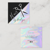 Stijlvol, elegant holografisch haarstylist vierkante visitekaartje (Voorkant / Achterkant)