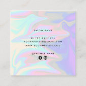 Stijlvol, elegant holografisch haarstylist vierkante visitekaartje (Achterkant)