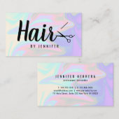 Stijlvol, elegant holografisch haarstylist visitekaartje (Voorkant / Achterkant)