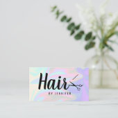 Stijlvol, elegant holografisch haarstylist visitekaartje (Staand voorkant)