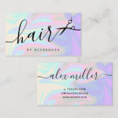 Stijlvol, elegant holografisch haarstylist visitekaartje (Voorkant / Achterkant)