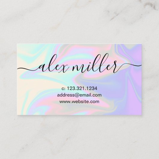 Stijlvol, elegant holografisch haarstylist visitekaartje (Achterkant)