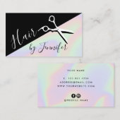 Stijlvol, elegant holografisch haarstylist visitekaartje (Voorkant / Achterkant)