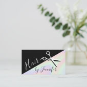 Stijlvol, elegant holografisch haarstylist visitekaartje (Staand voorkant)