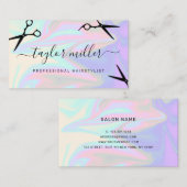 Stijlvol, elegant holografisch haarstylist visitekaartje (Voorkant / Achterkant)