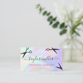 Stijlvol, elegant holografisch haarstylist visitekaartje (Staand voorkant)