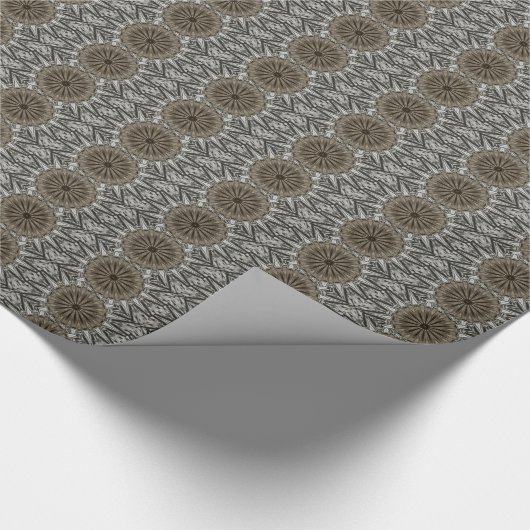 Stijlvol elegant Kaleidoscope Design Brown Grey Cadeaupapier (Hoek)