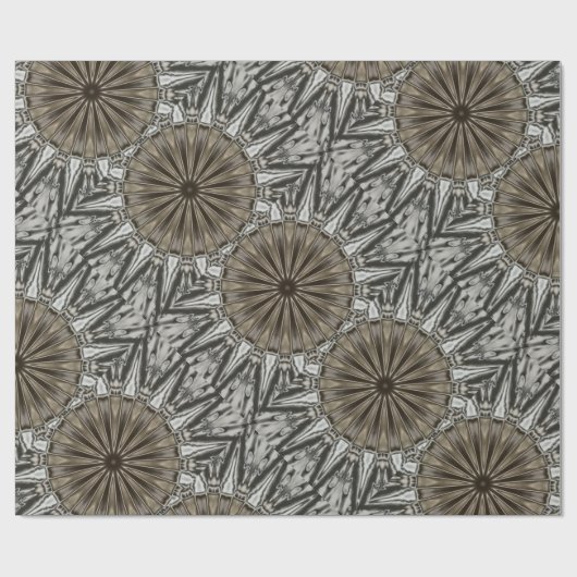 Stijlvol elegant Kaleidoscope Design Brown Grey Cadeaupapier (Vlak)