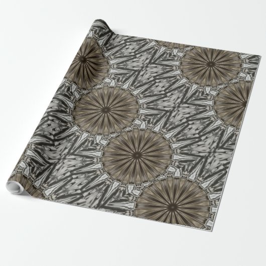 Stijlvol elegant Kaleidoscope Design Brown Grey Cadeaupapier (Uitgerold)