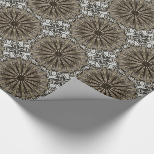 Stijlvol elegant Kaleidoscope Design Brown Grey Cadeaupapier (Hoek)