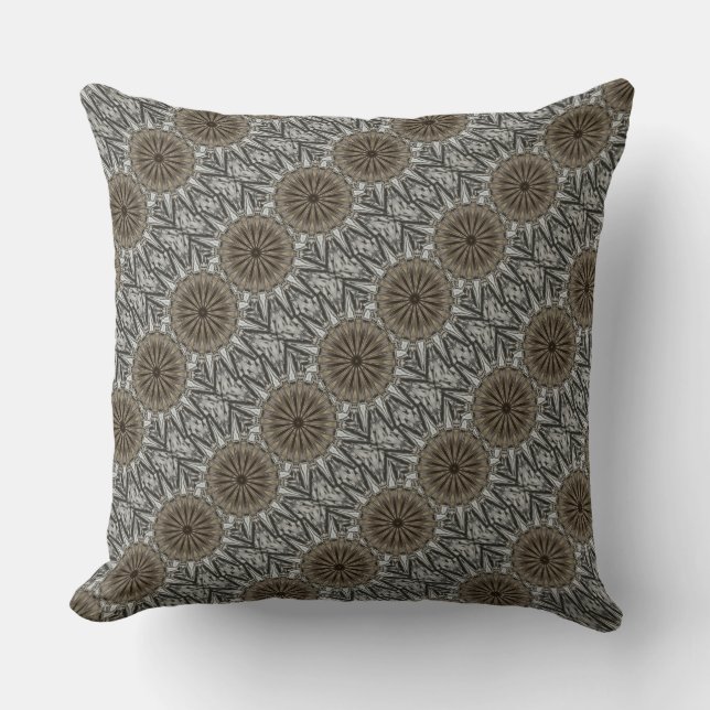 Stijlvol elegant Kaleidoscope Design Brown Grey Kussen (Voorkant)