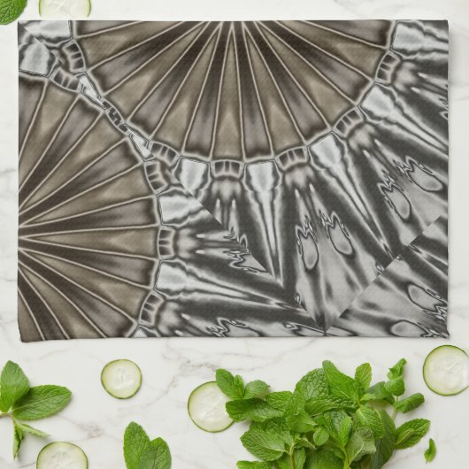 Stijlvol elegant Kaleidoscope Design Brown Grey Theedoek (Gevouwen)