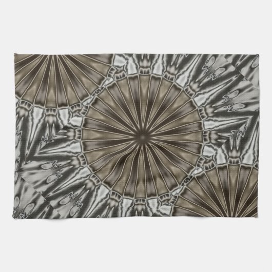 Stijlvol elegant Kaleidoscope Design Brown Grey Theedoek (Horizontaal)
