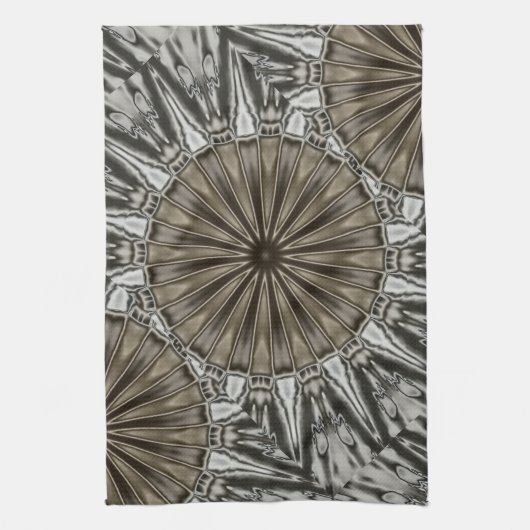 Stijlvol elegant Kaleidoscope Design Brown Grey Theedoek (Verticaal)