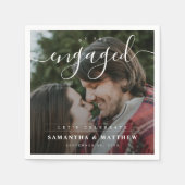 Stijlvol Elegant Koppel Foto Verlovingsfeest Servet (Voorkant)