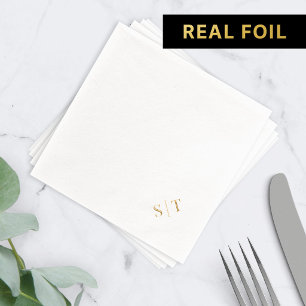 Stijlvol Elegant Koppel Hoek Bruilofts Monogram Folie Servetten