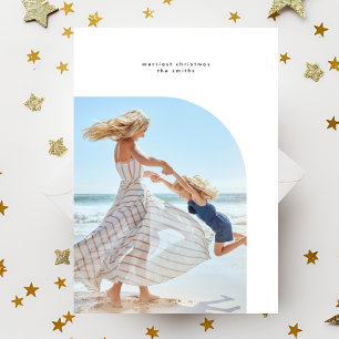 Stijlvol Elegant Lijst Ovaal B&W Kerstfoto Feestdagenkaart